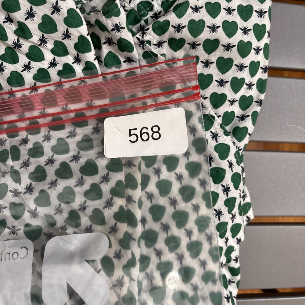 J. Crew Shirt Womens Size 10 Green Heart Fly Multicolor Long Sleeve Button Down - Picture 9 of 9